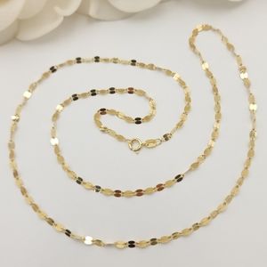 Solid 14k Gold 2.5MM Curved Mirror Necklace - 18 Inches